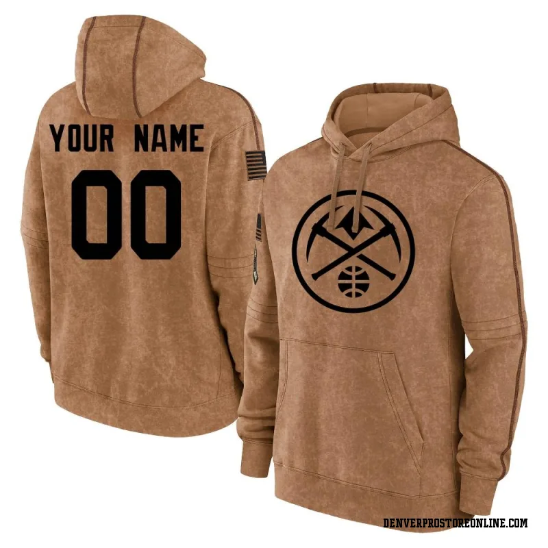 Brown Men's Custom Denver Nuggets Custom 2023 Salute to Service Club Pullover Hoodie