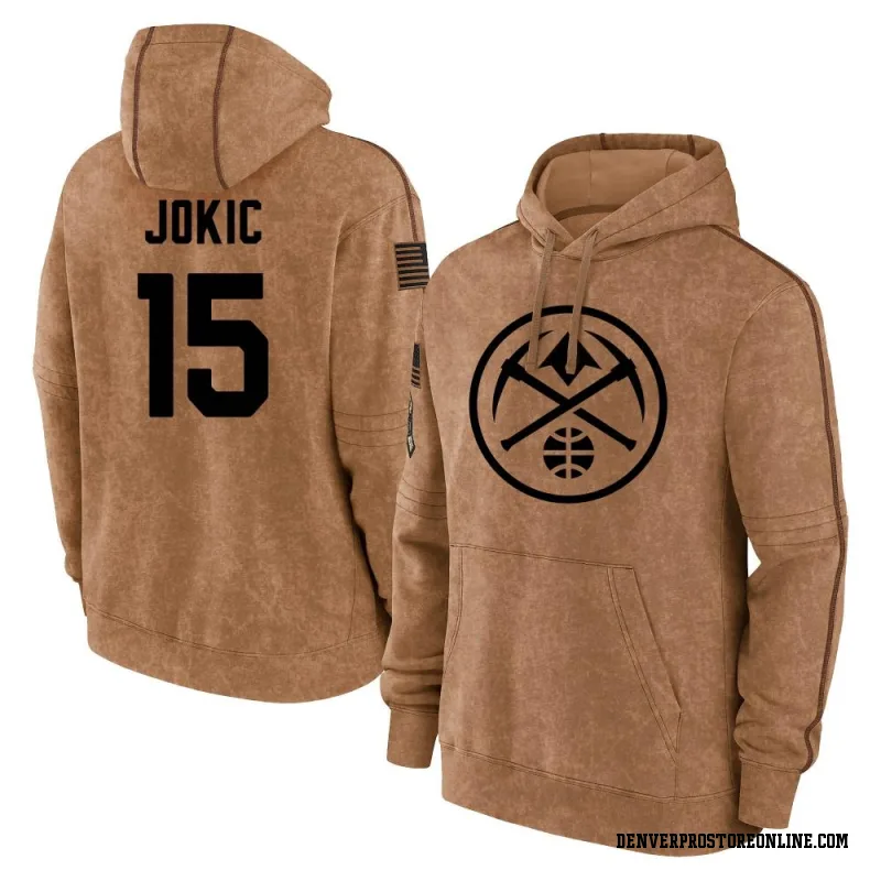 Brown Men's Nikola Jokic Denver Nuggets 2023 Salute to Service Club Pullover Hoodie