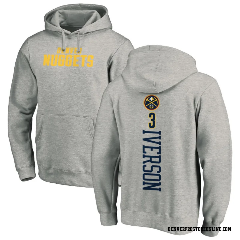 Men's Allen Iverson Denver Nuggets Ash Backer Pullover Hoodie