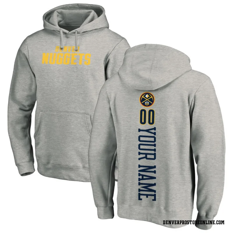 Men's Custom Denver Nuggets Ash Custom Backer Pullover Hoodie