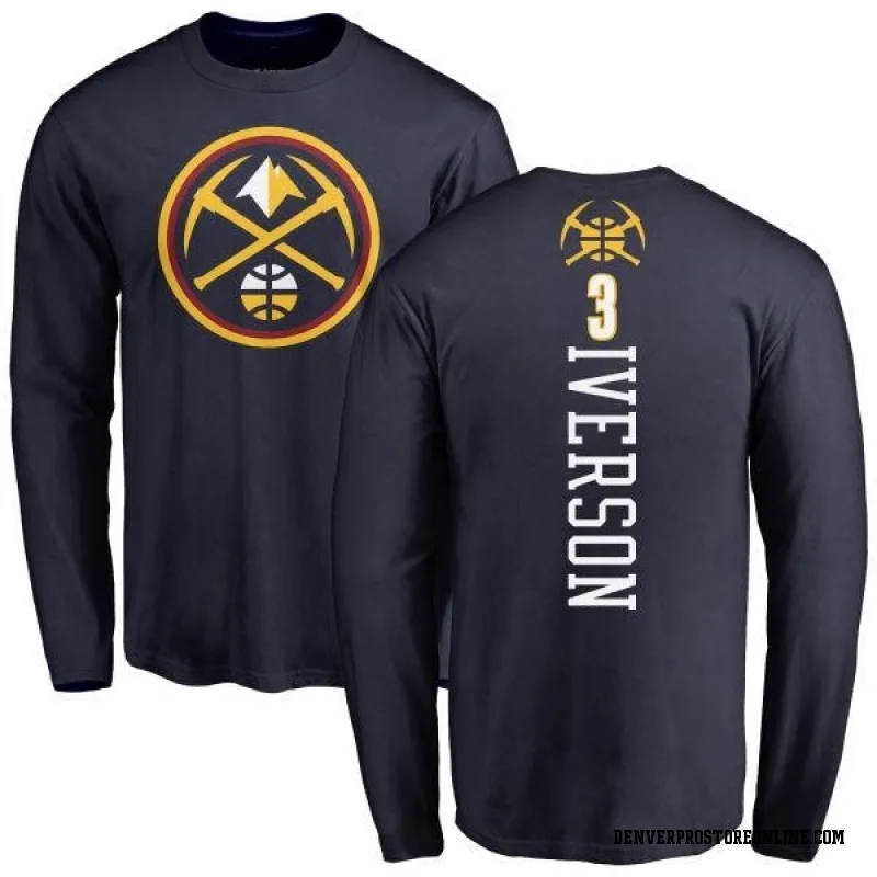 Navy Men's Allen Iverson Denver Nuggets Backer Long Sleeve T-Shirt