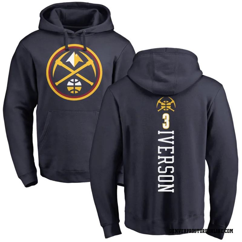 Navy Men's Allen Iverson Denver Nuggets Backer Pullover Hoodie