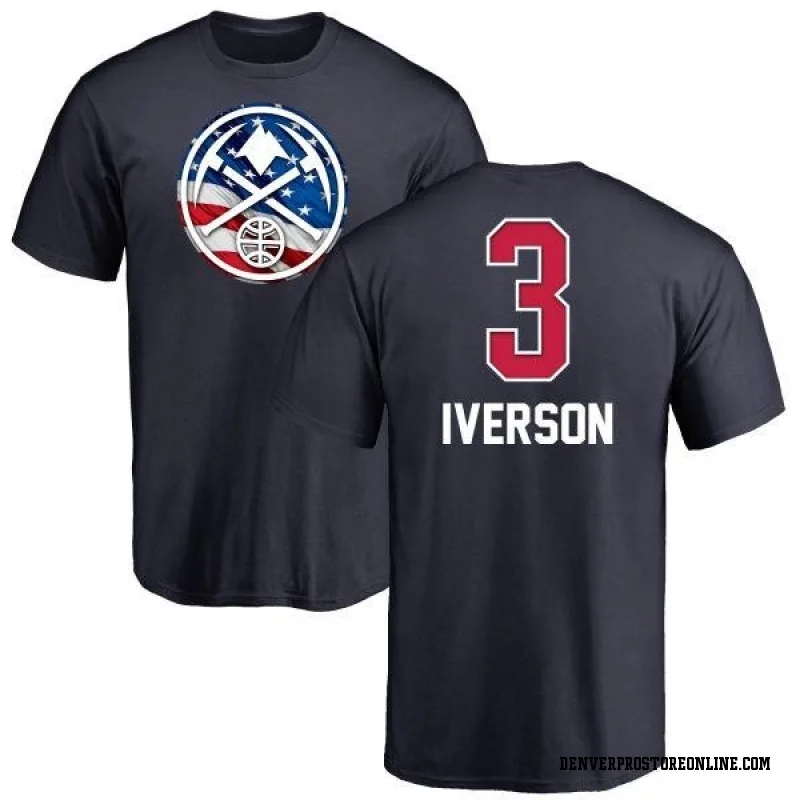 Navy Men's Allen Iverson Denver Nuggets Name and Number Banner Wave T-Shirt