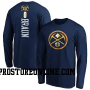 Navy Men's Christian Braun Denver Nuggets Backer Long Sleeve T-Shirt