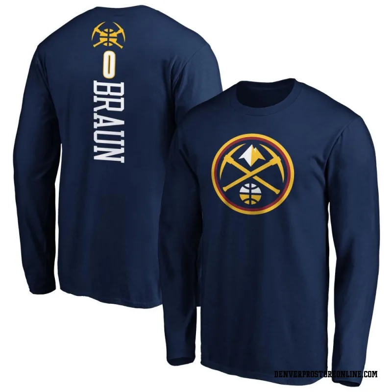 Navy Men's Christian Braun Denver Nuggets Backer Long Sleeve T-Shirt