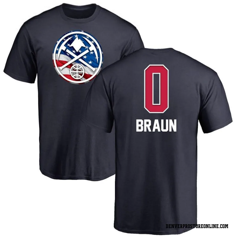 Navy Men's Christian Braun Denver Nuggets Name and Number Banner Wave T-Shirt