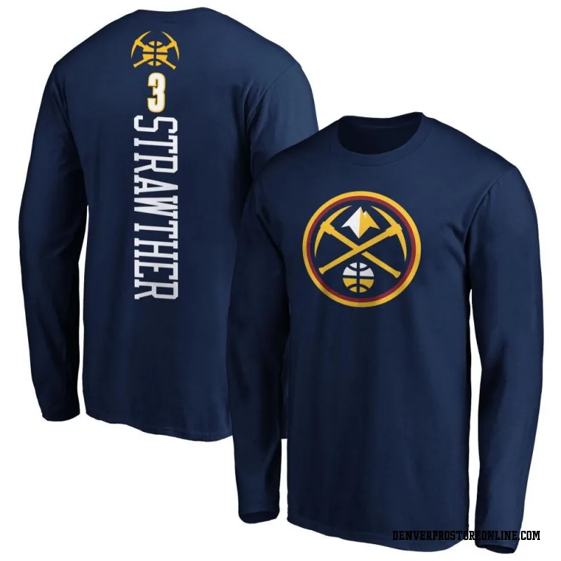 Navy Men's Julian Strawther Denver Nuggets Backer Long Sleeve T-Shirt