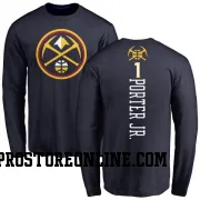 Navy Men's Michael Porter Jr. Denver Nuggets Backer Long Sleeve T-Shirt