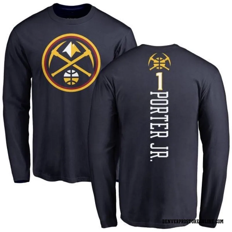 Navy Men's Michael Porter Jr. Denver Nuggets Backer Long Sleeve T-Shirt