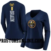 Navy Women's Christian Braun Denver Nuggets Backer Long Sleeve T-Shirt