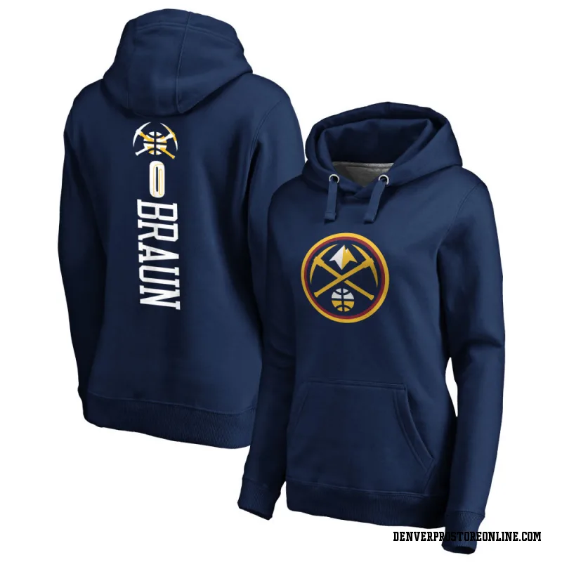 Navy Women's Christian Braun Denver Nuggets Backer Pullover Hoodie