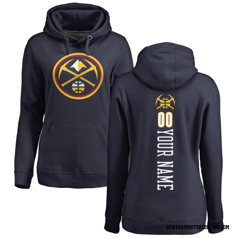 Navy Women's Custom Denver Nuggets Custom Backer Pullover Hoodie