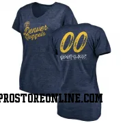 Navy Women's Custom Denver Nuggets Custom Sideline V-Neck T-Shirt