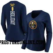 Navy Women's Justin Holiday Denver Nuggets Backer Long Sleeve T-Shirt