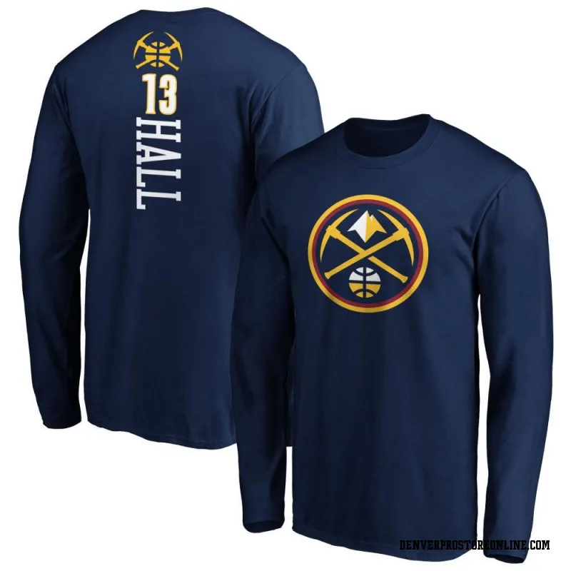 Navy Youth PJ Hall Denver Nuggets Backer Long Sleeve T-Shirt