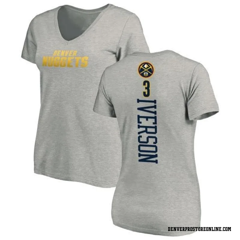 Women's Allen Iverson Denver Nuggets Ash Backer T-Shirt