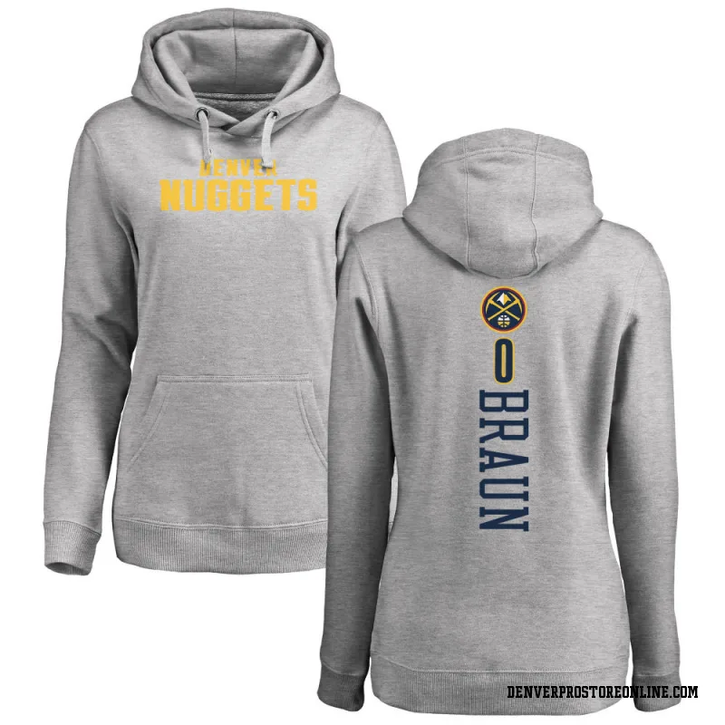 Women's Christian Braun Denver Nuggets Ash Backer Pullover Hoodie