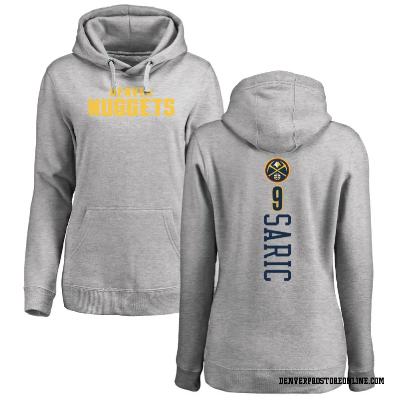 Women's Dario Saric Denver Nuggets Ash Backer Pullover Hoodie