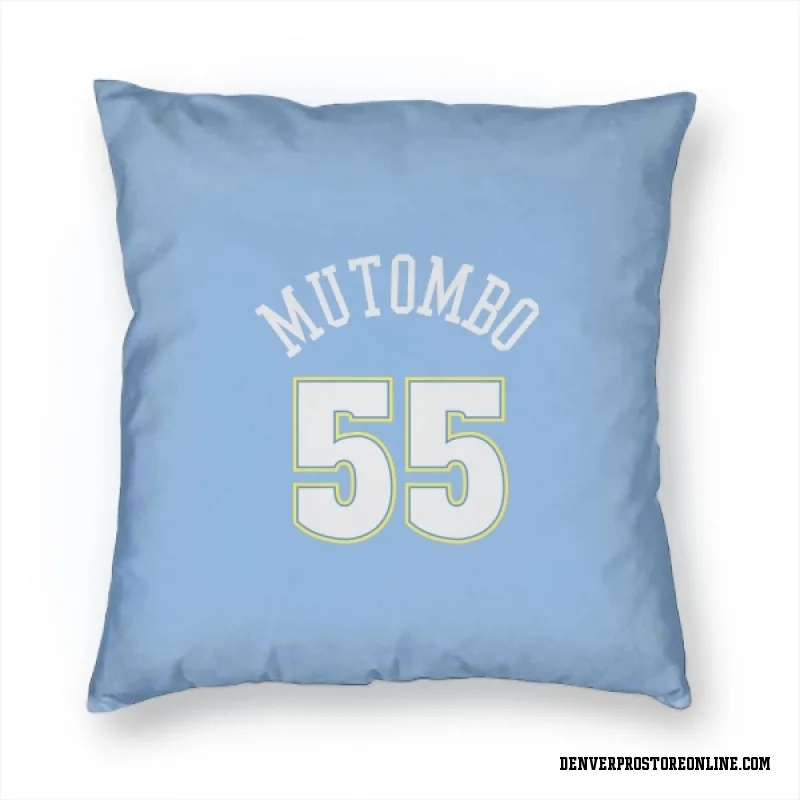 Blue Denver Nuggets  Dikembe Mutombo Power  Pillow Cover (18 X 18)