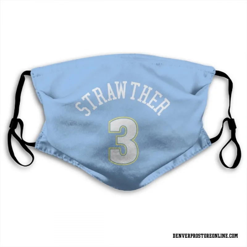 Blue Denver Nuggets  Julian Strawther Power  Face Mask (With 2 Free PM2.5 Filters)