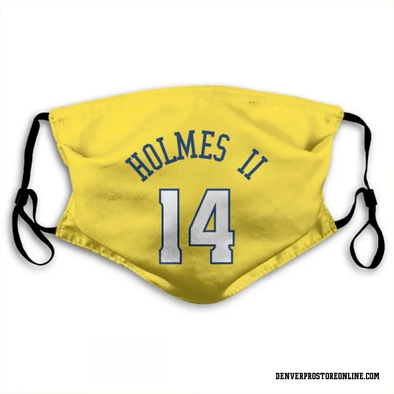 Gold Denver Nuggets  DaRon Holmes II  Face Mask (With 2 Free PM2.5 Filters)