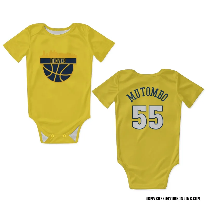 Gold Denver Nuggets  Dikembe Mutombo  Newborn & Infant Bodysuit