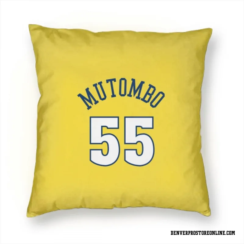 Gold Denver Nuggets  Dikembe Mutombo  Pillow Cover (18 X 18)