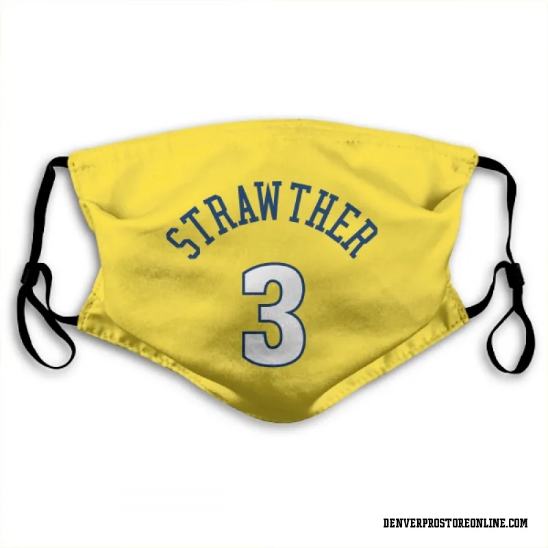 Gold Denver Nuggets  Julian Strawther  Face Mask (With 2 Free PM2.5 Filters)