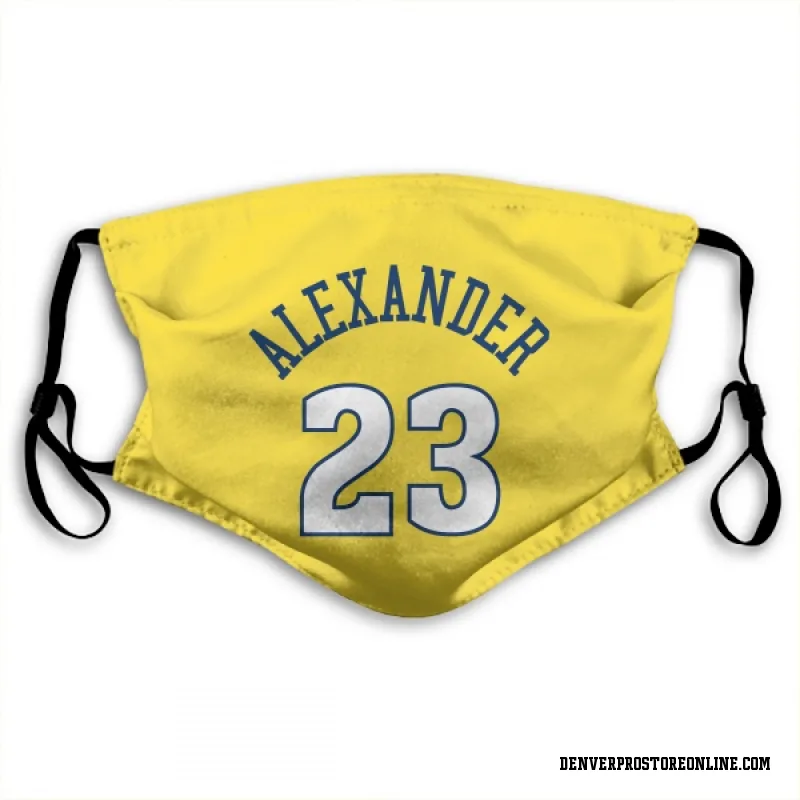 Gold Denver Nuggets  Trey Alexander  Face Mask (With 2 Free PM2.5 Filters)