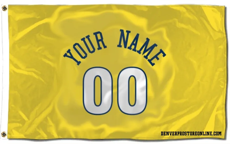 Gold Denver Nuggets Custom  Flag (3 X 5)