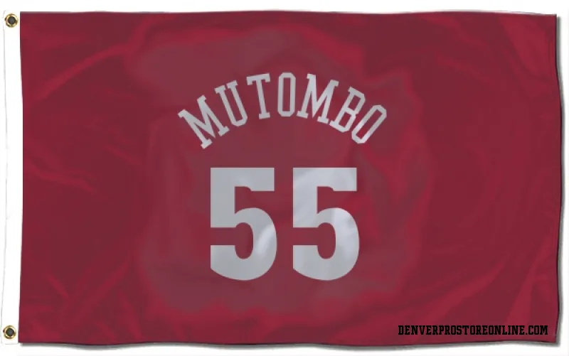 Red Denver Nuggets  Dikembe Mutombo  Flag (3 X 5)