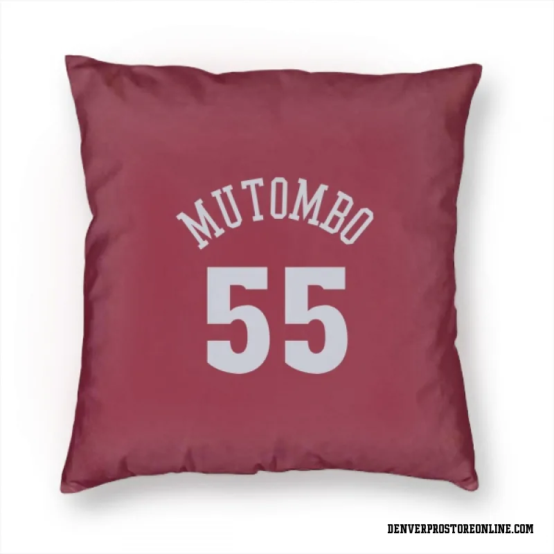 Red Denver Nuggets  Dikembe Mutombo  Pillow Cover (18 X 18)