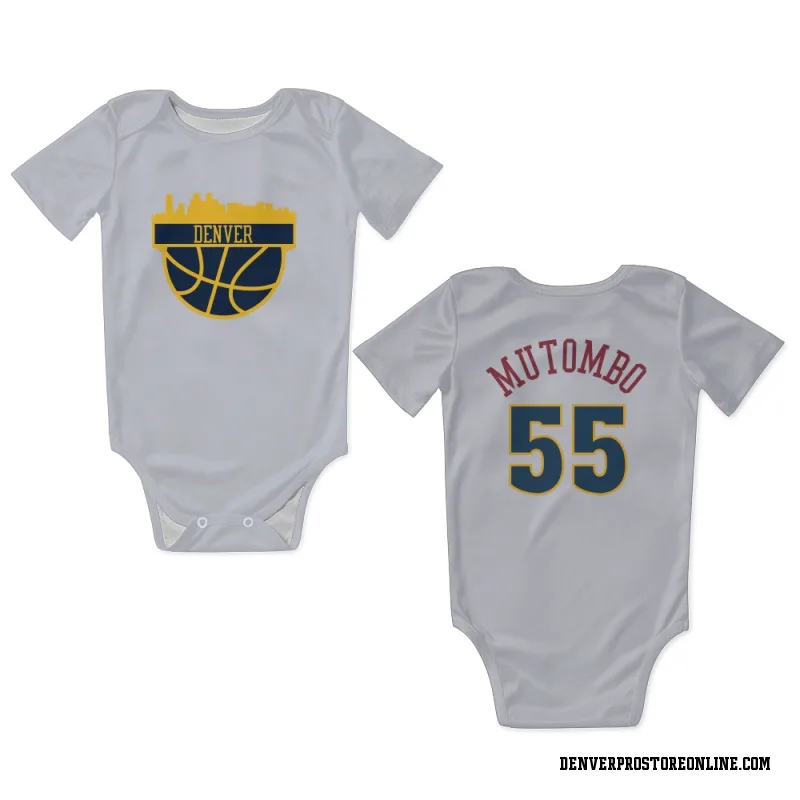 White Denver Nuggets  Dikembe Mutombo  Newborn & Infant Bodysuit