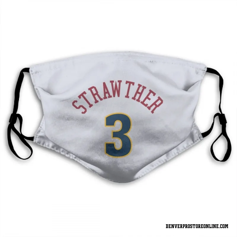 White Denver Nuggets  Julian Strawther  Face Mask (With 2 Free PM2.5 Filters)