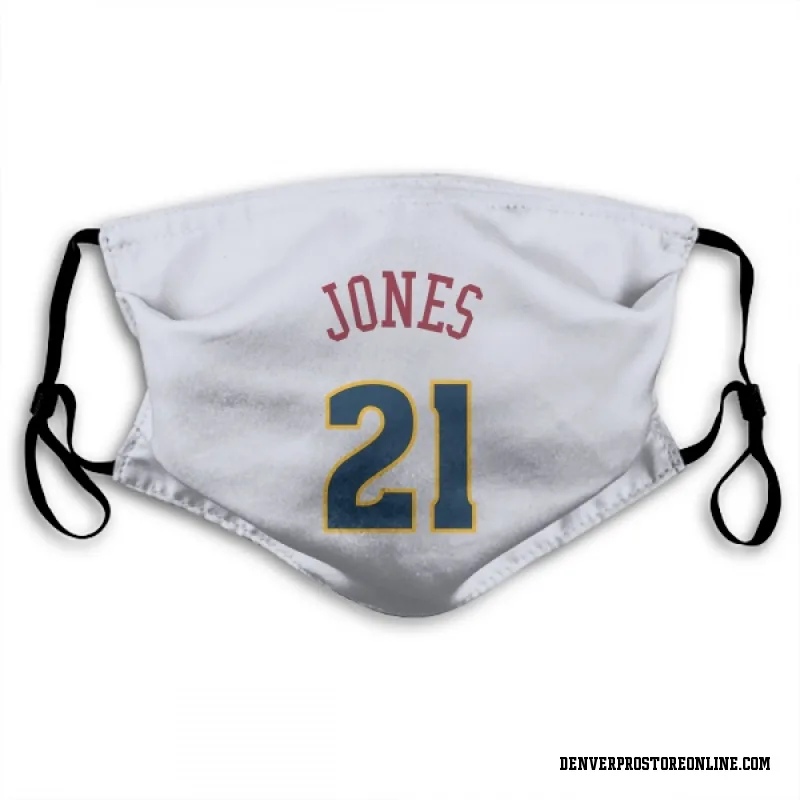 White Denver Nuggets  Spencer Jones  Face Mask (With 2 Free PM2.5 Filters)