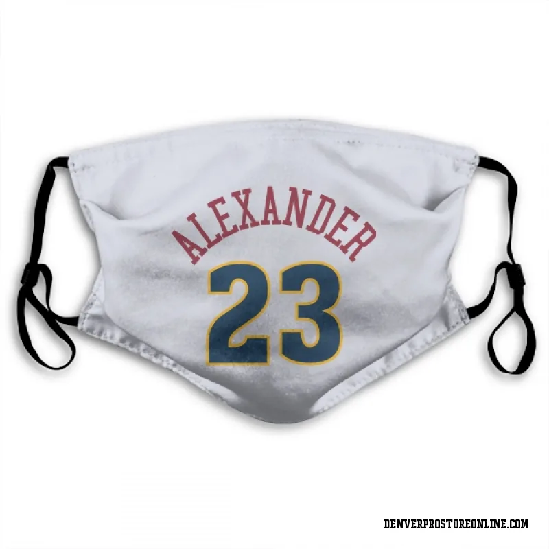 White Denver Nuggets  Trey Alexander  Face Mask (With 2 Free PM2.5 Filters)