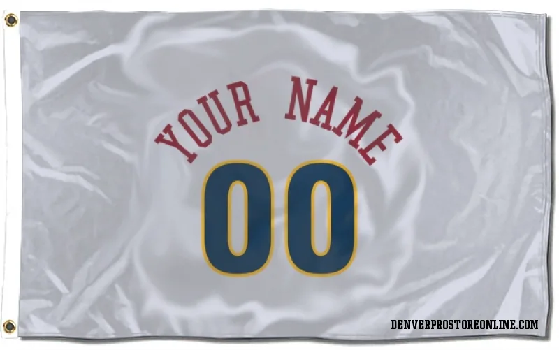 White Denver Nuggets Custom  Flag (3 X 5)